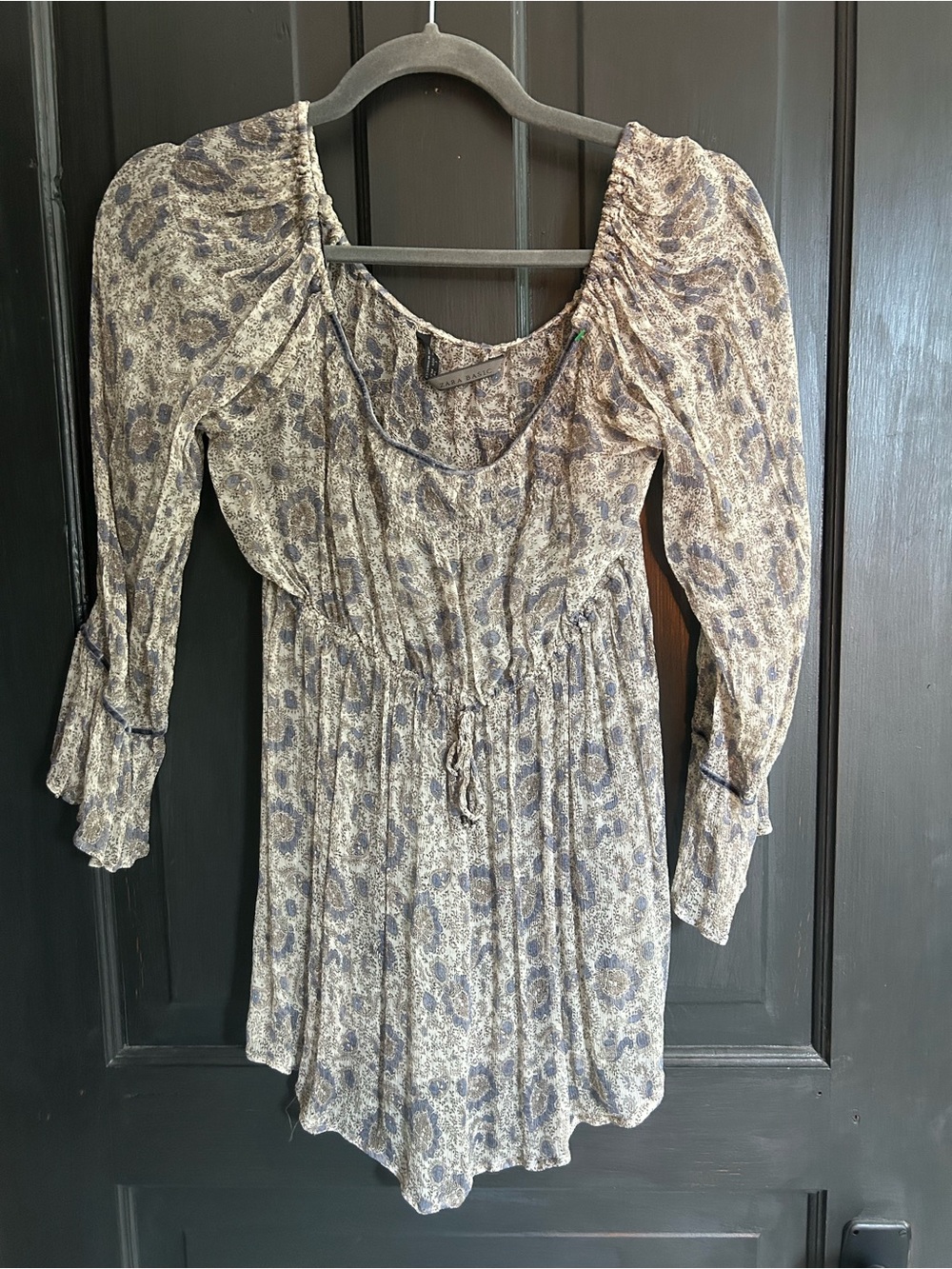 Float Blue Floral Peasant Top